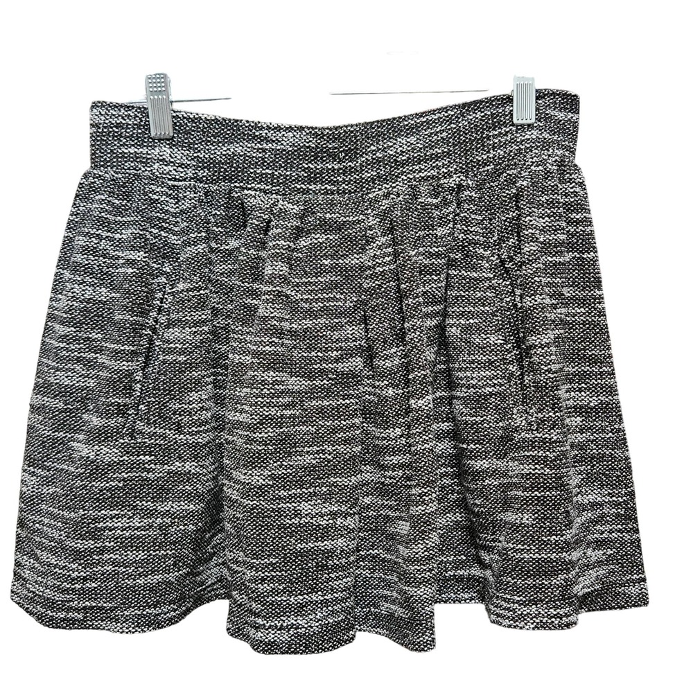 Free People Holly Go LIghtly Textured Tweed‎ Mini Skater Skirt Black White  M